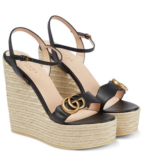 gucci carolina espadrille wedge sandals|Gucci espadrille sandals outfit.